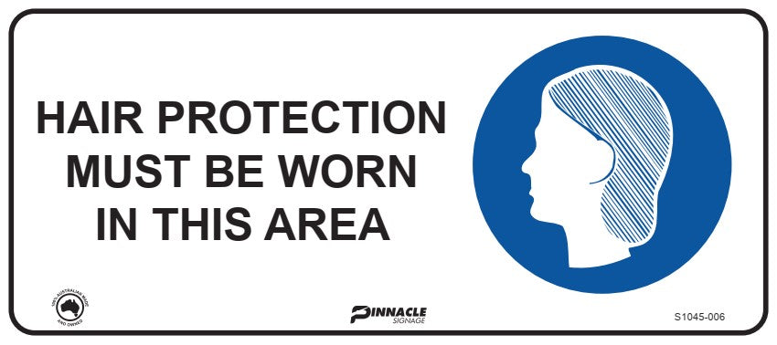 Hair Protection Must Be Worn In This Area Sign