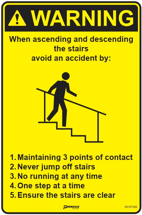 Warning When Ascending and Descending the Stairs... Sign
