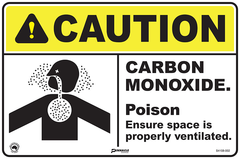Caution Carbon Monoxide Poison Ensure Space Is Ventilated Sign