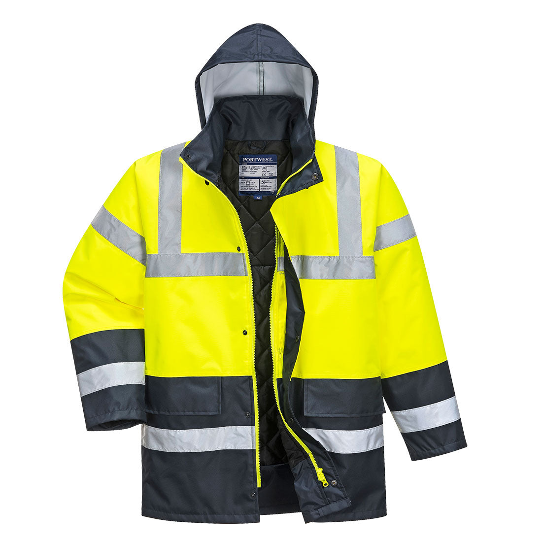Portwest Hi-Vis Contrast Winter Traffic Jacket in Yellow
