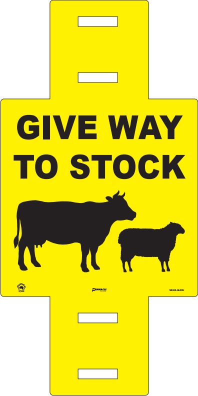 Give Way To Stock (Sheep & Cattle Picto + Give Way To Stock Text) Sign