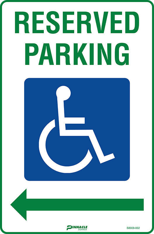 Reserved Parking (Disabled Picto), Left Arrow Sign