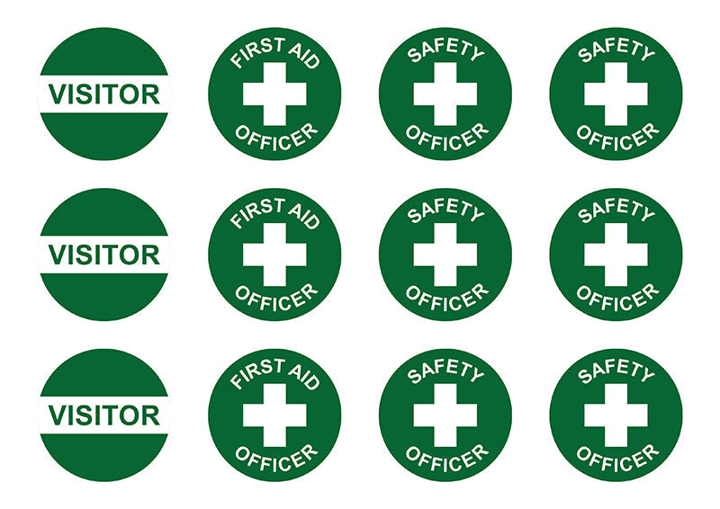 First Aid (Assorted), Round Hardhat Stickers, Pack/12 Sign