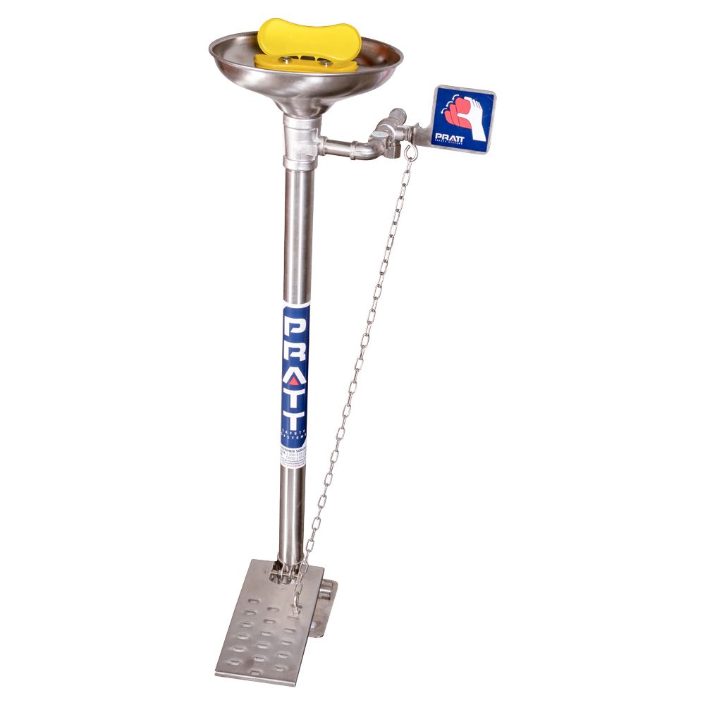 Pratt Safety SE480 Pedestal Mounted Eye & Face Wash, With Bowl & Foot Treadle