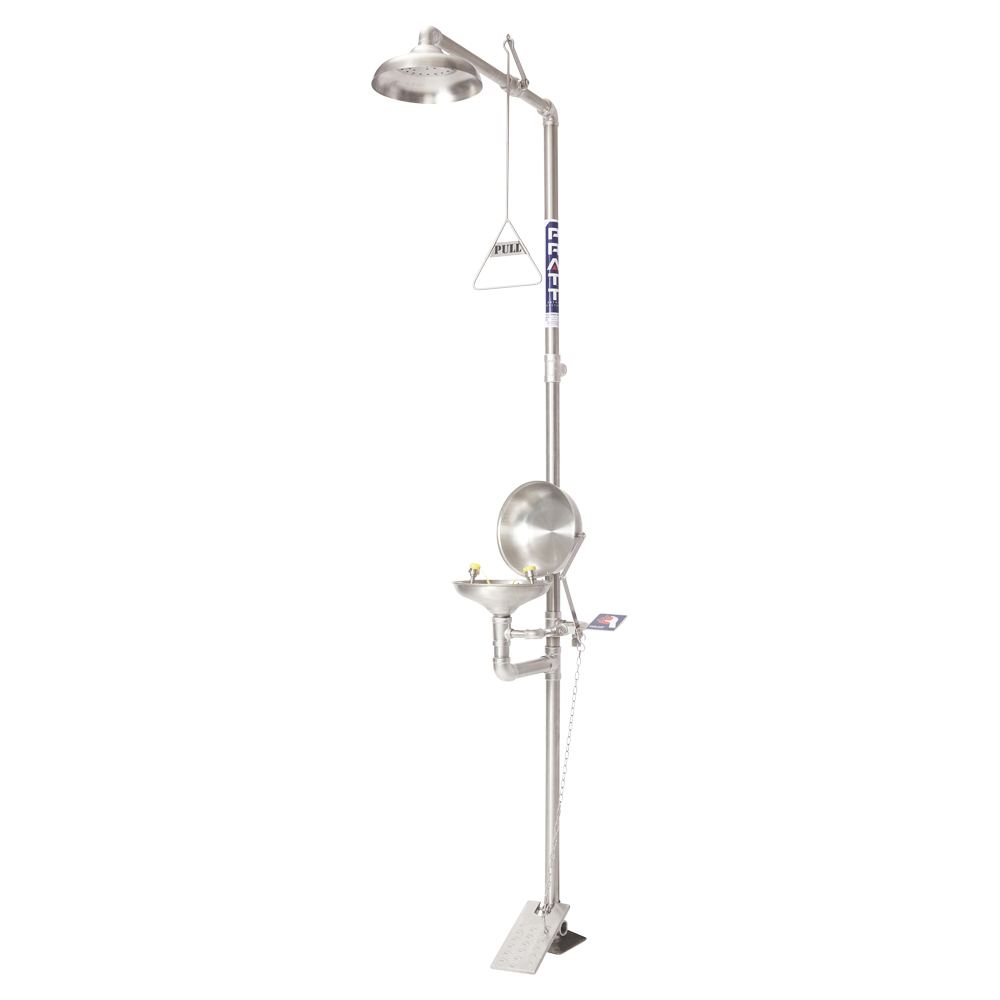 Pratt Safety SE693FTL Combination Shower With Eye Wash, With Bowl & Foot Treadle - Flip Top Lid