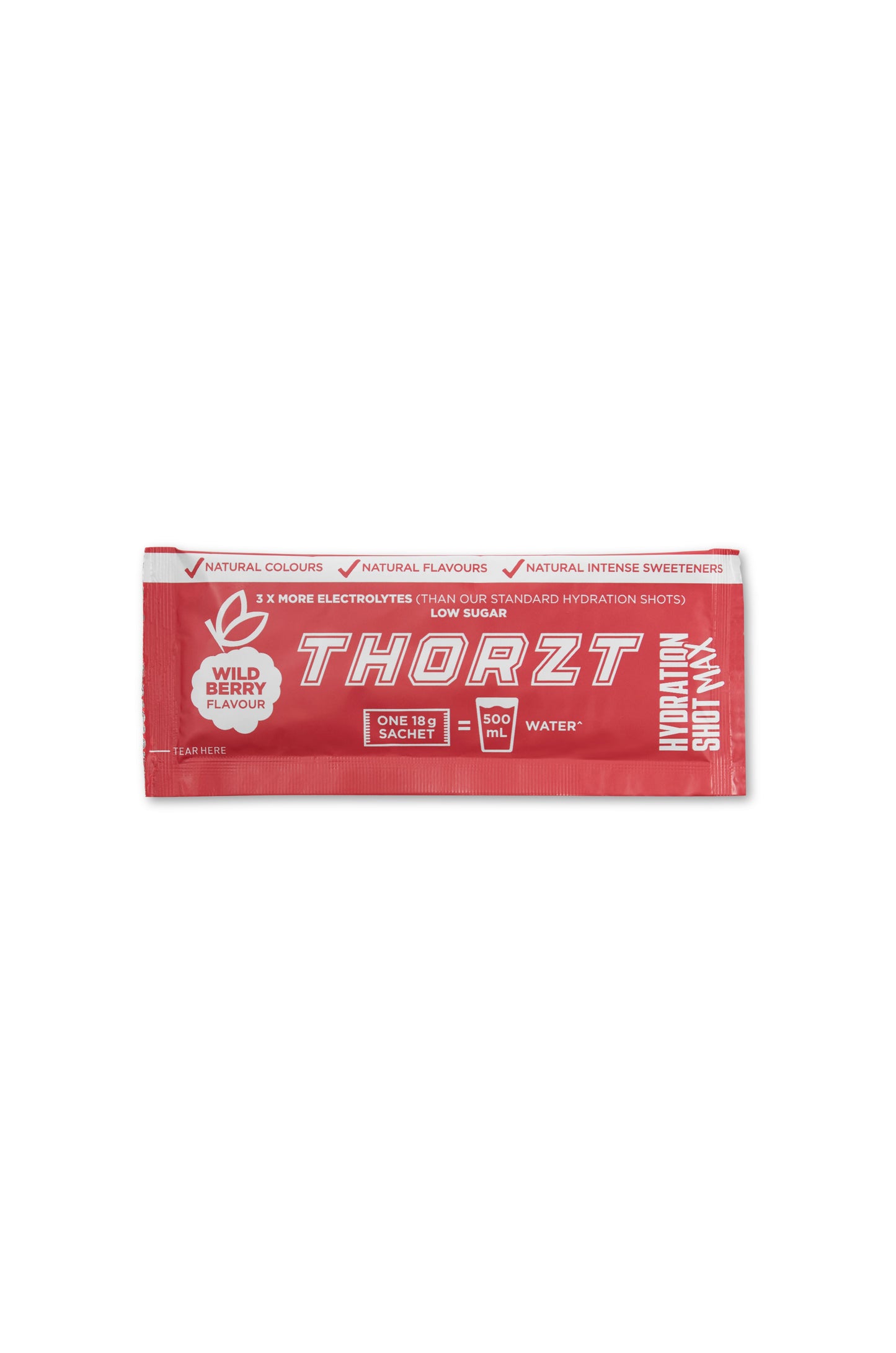 Thorzt High Electrolyte Low Sugar Hydration Shot Max Powders - Wild Berry