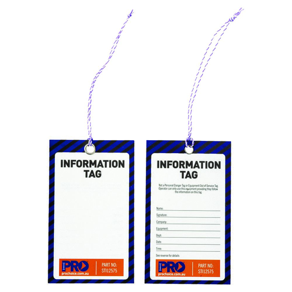 Pro Choice Safety Gear STI12575 Safety Tag -125mm X 75mm Information (Blank)