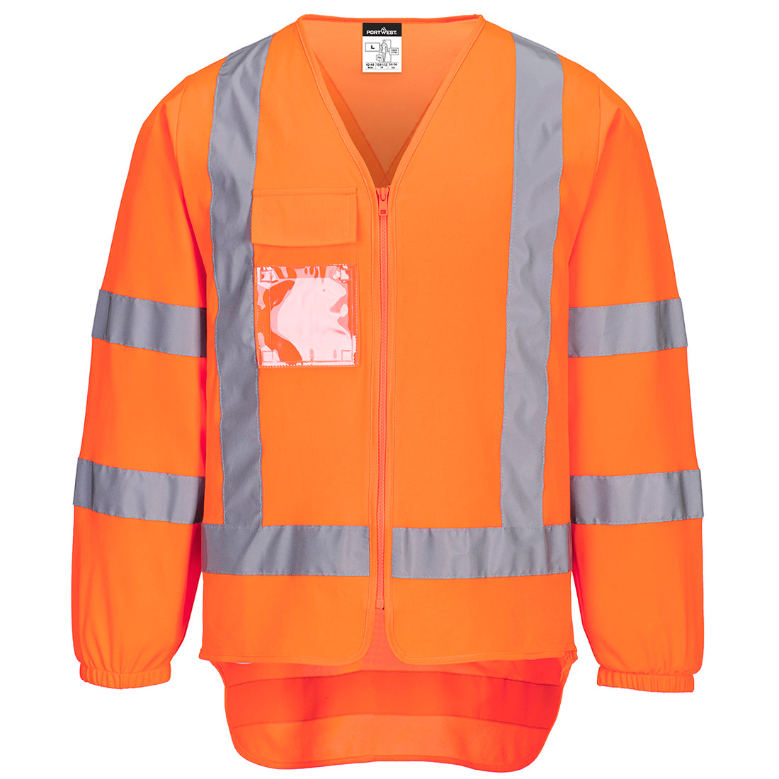 Portwest TTMC-W17 Hi-Vis X Back Zipped Vest L/S in Orange