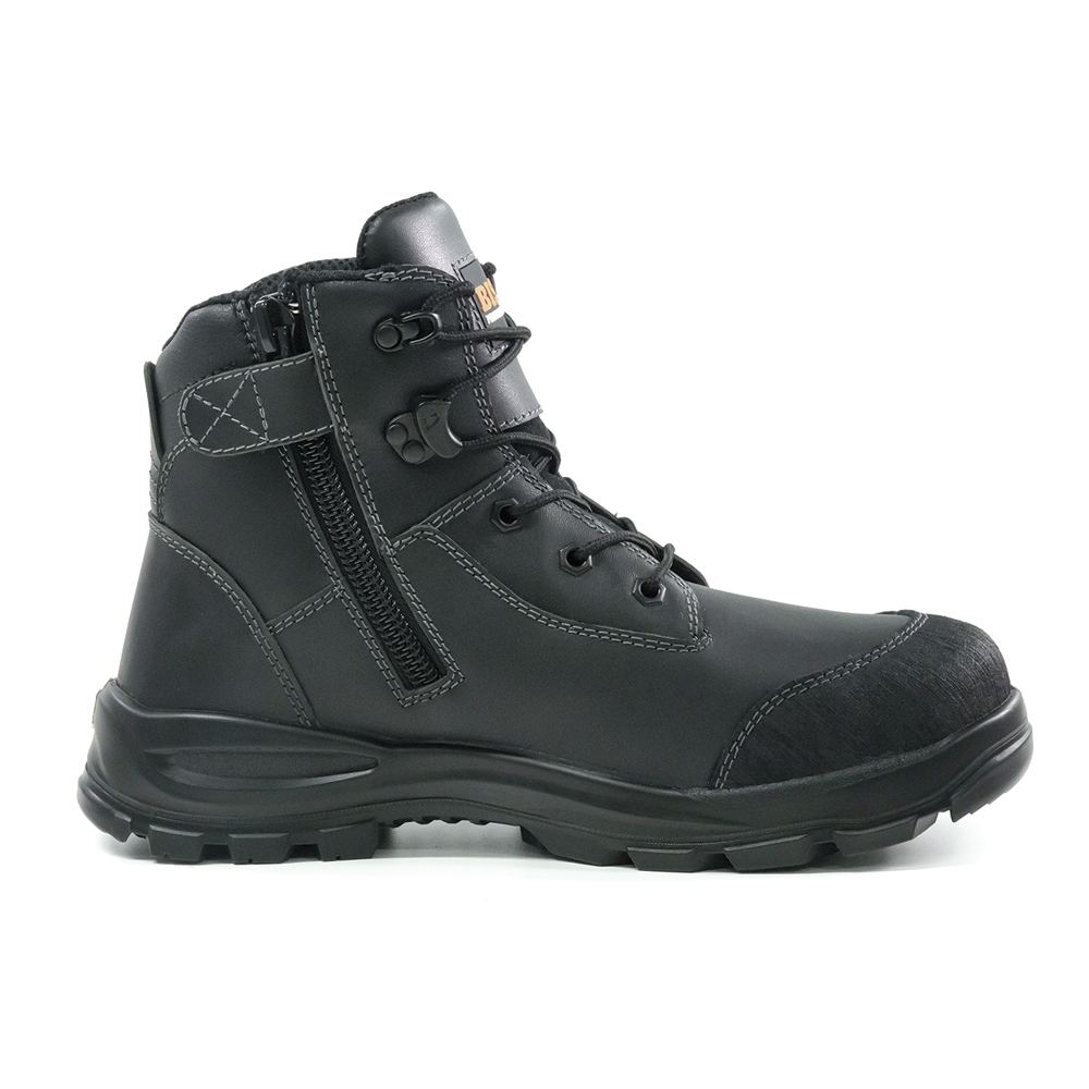 Bison Tor Zip Side Lace Up Safety Boot Black