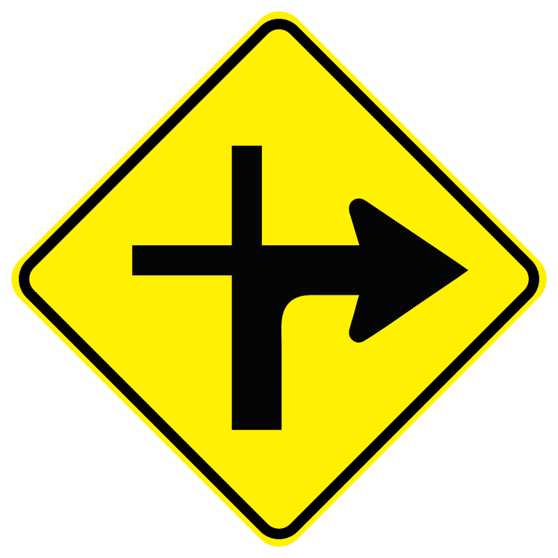 T Intersection Priority Road Ends Side Road Left Sign