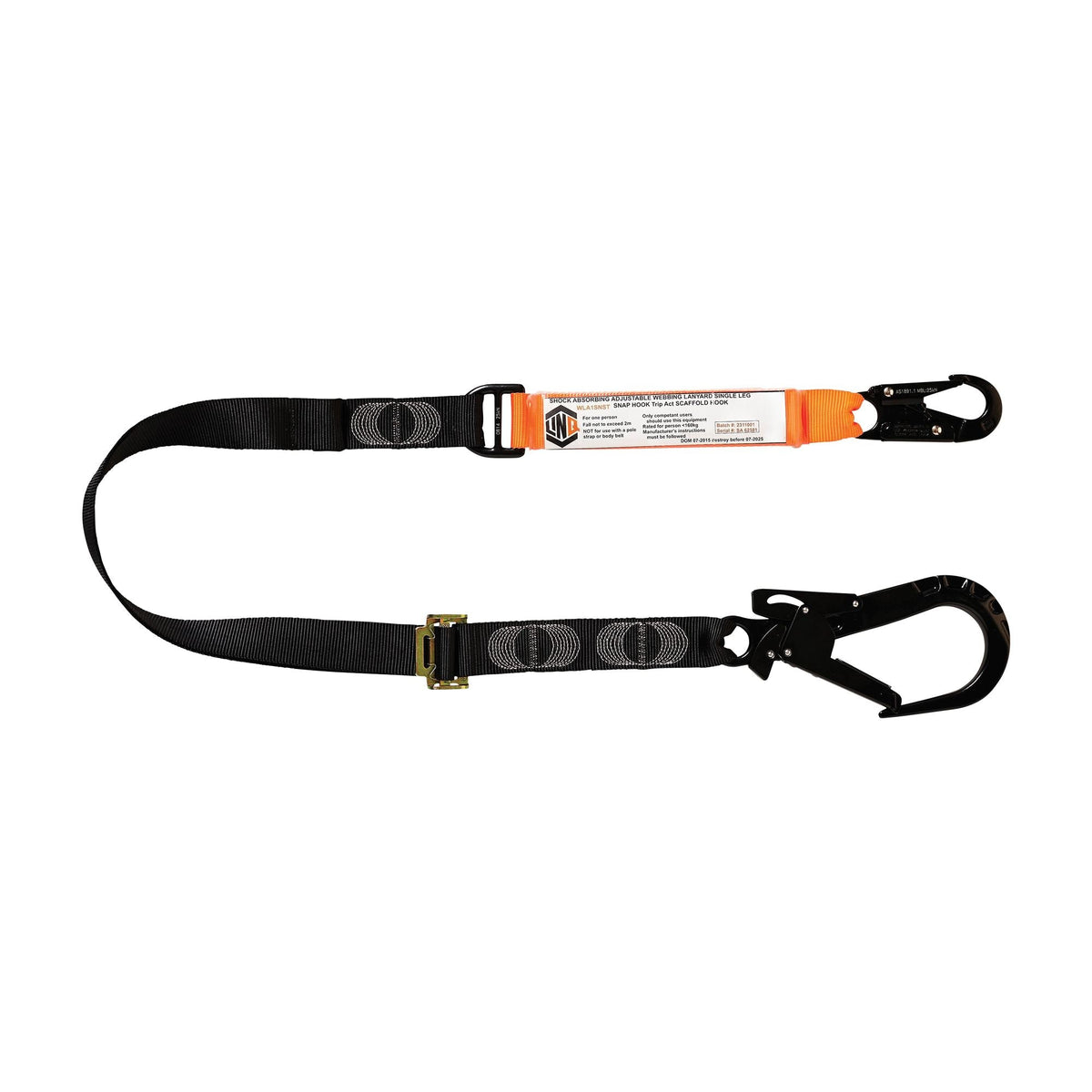 LINQ Height Safety WLA1SNST Elite Single Leg Shock Absorbing 2M Adjustable Lanyard with Hardware SN & ST