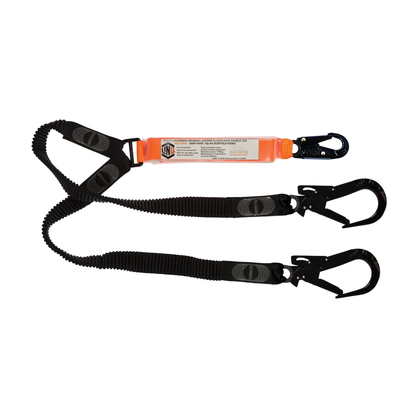 LINQ Height Safety Elite Double Leg Elasticated Lanyard with Hardware SN & ST