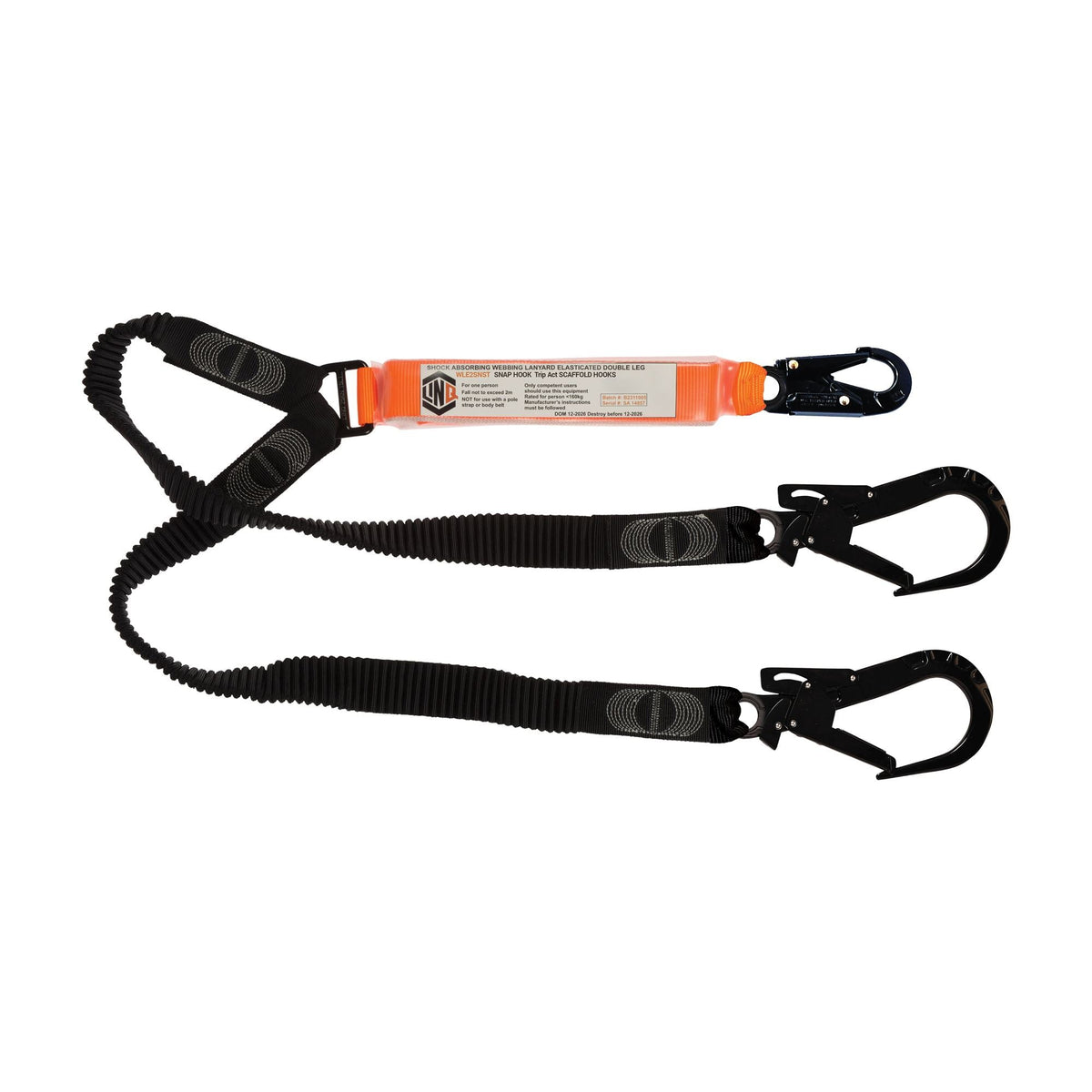 LINQ Height Safety WLE2SNST Elite Double Leg Elasticated Lanyard with Hardware SN & ST