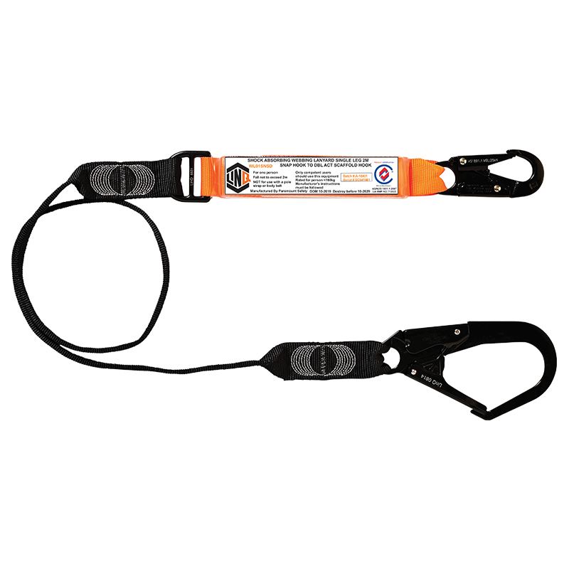 LINQ Height Safety WLO1SNSD Elite Single Leg Shock Absorbing Webbing Lanyard With Hardware SN & SD