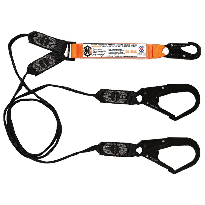 LINQ Height Safety WLO2SNSD Elite Double Leg Shock Absorbing Webbing Lanyard With Hardware SN & SD X2