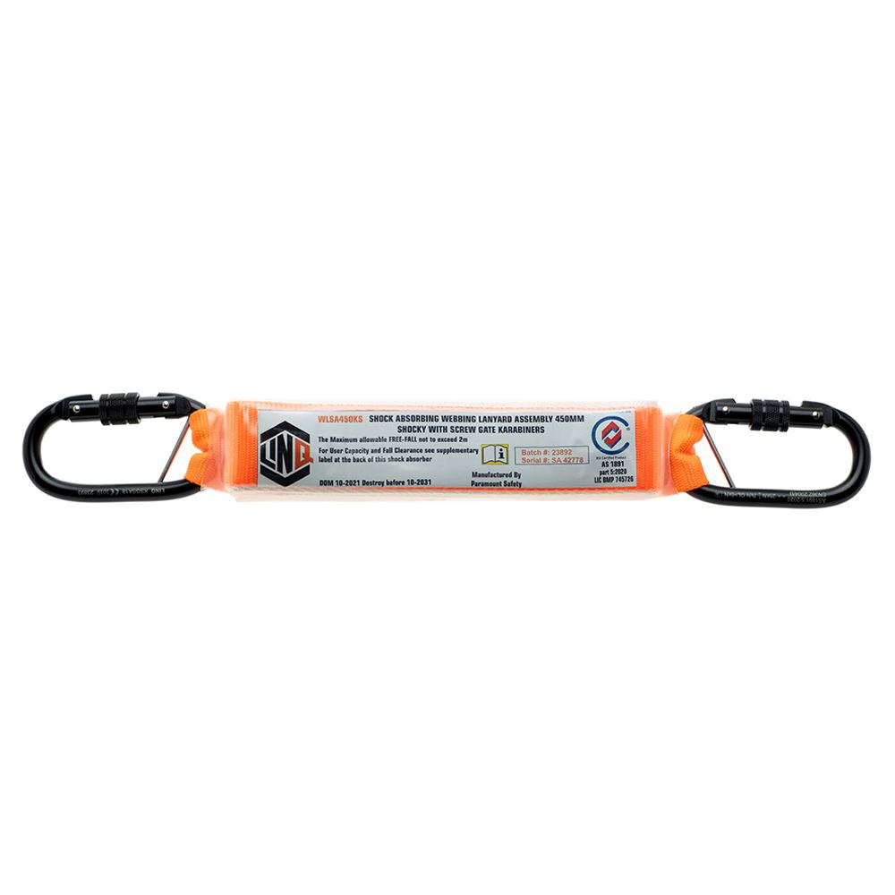 LINQ Height Safety WLSA450KS Shock Absorbing 450mm Assembly With Perm Attached Karabiners Screw Gate