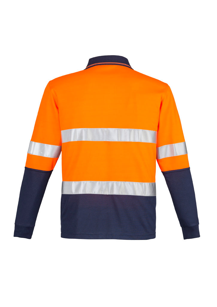 Syzmik Men's Hi Vis Spliced Long Sleeve Polo - Hoop Taped - Orange/Navy
