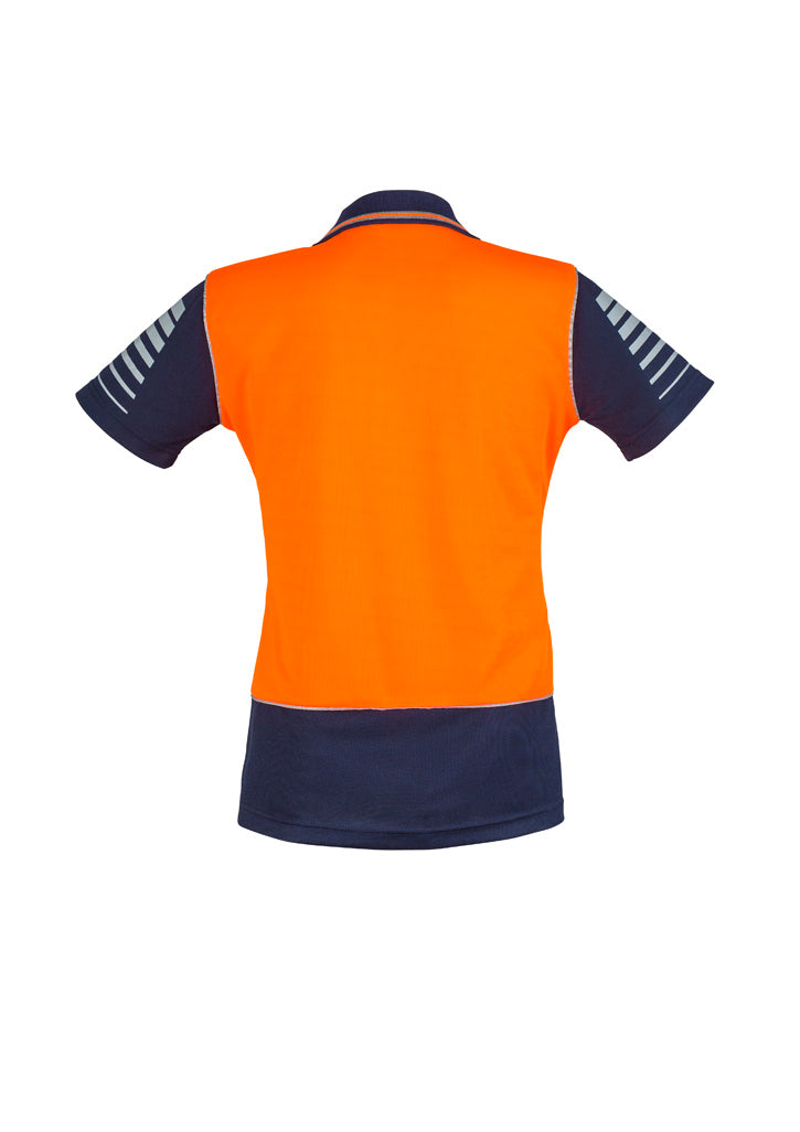 Syzmik Women's Hi Vis Zone Short Sleeve Polo - Orange/Navy
