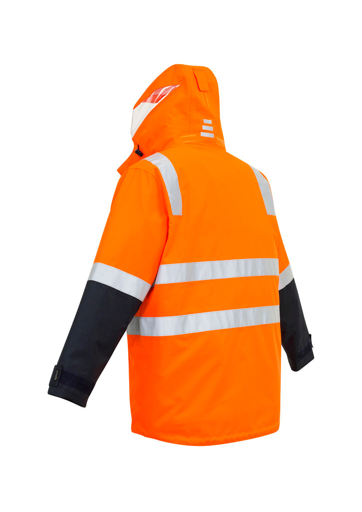 Syzmik Men's Hi Vis 4 In 1 Waterproof Jacket - Orange/Navy