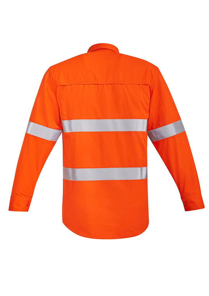 Syzmik Men's Orange Flame Hi Vis Open Front Shirt - Hoop Taped - Orange