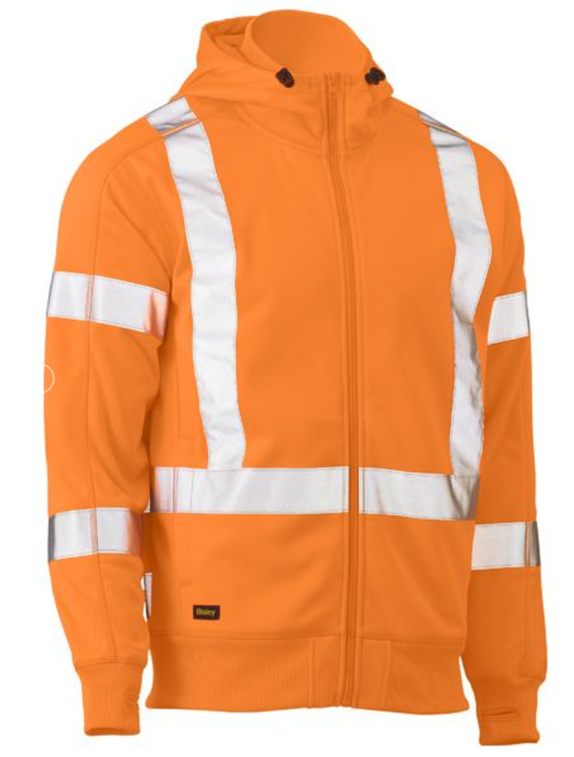 X Taped Hi Vis Zip Front Fleece Hoodie