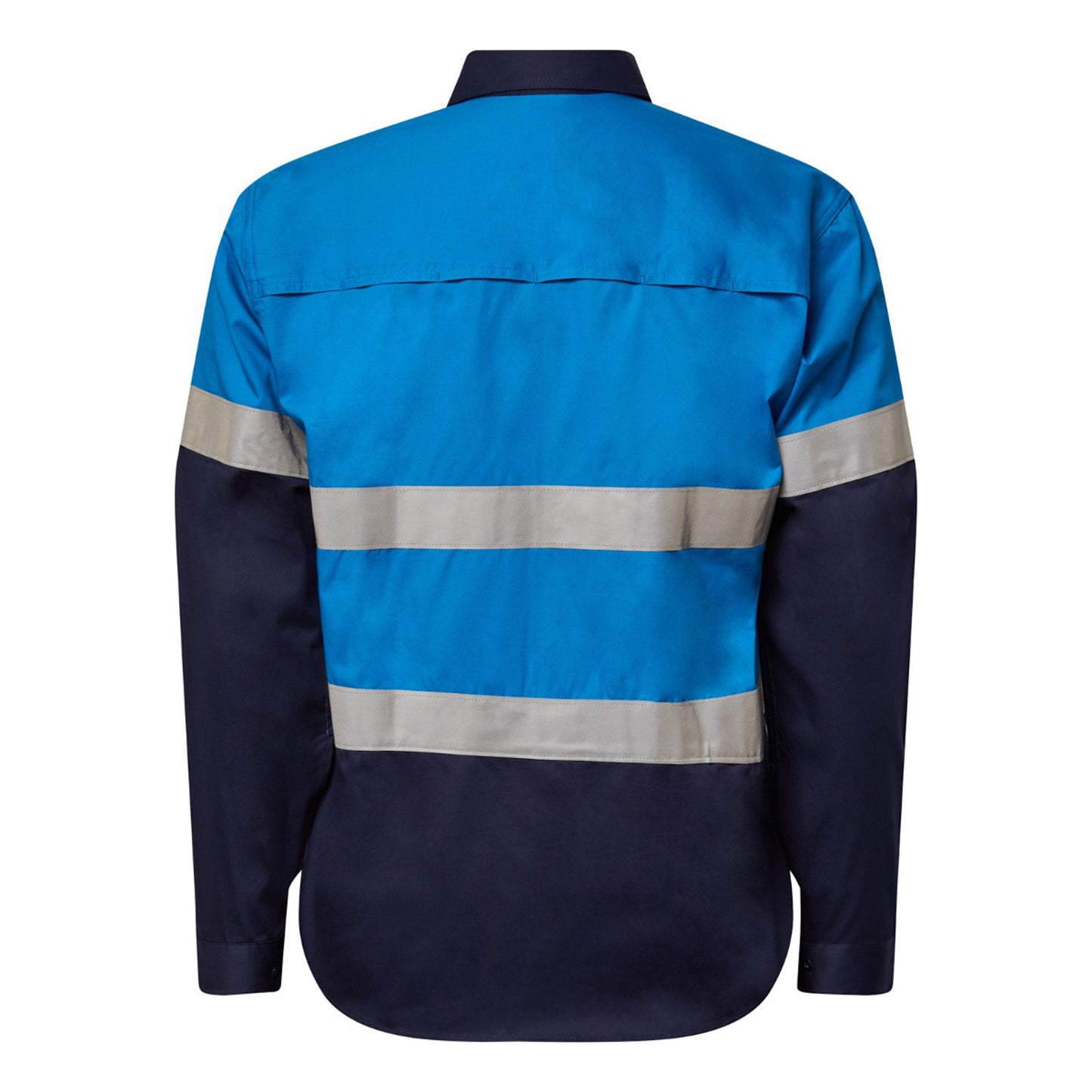 Workcraft WS4132 Lightweight Long Sleeve Vented Cotton Drill Reflective Shirt – Night Use Only in Electric Blue/Navy