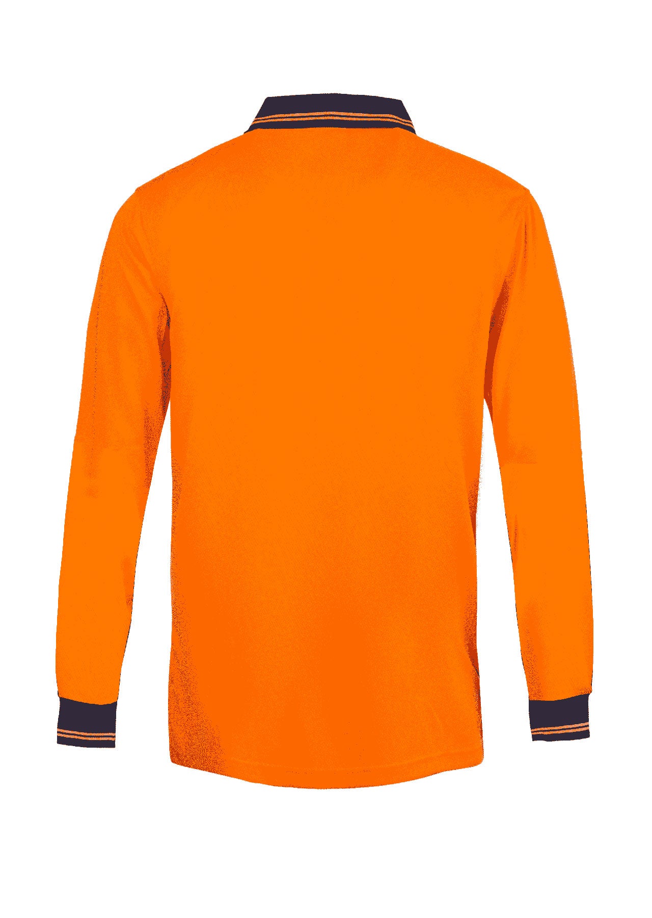 Workcraft WSP209 Hi Vis Lightweight Long Sleeve Micromesh Polo With Pocket in Orange/Navy
