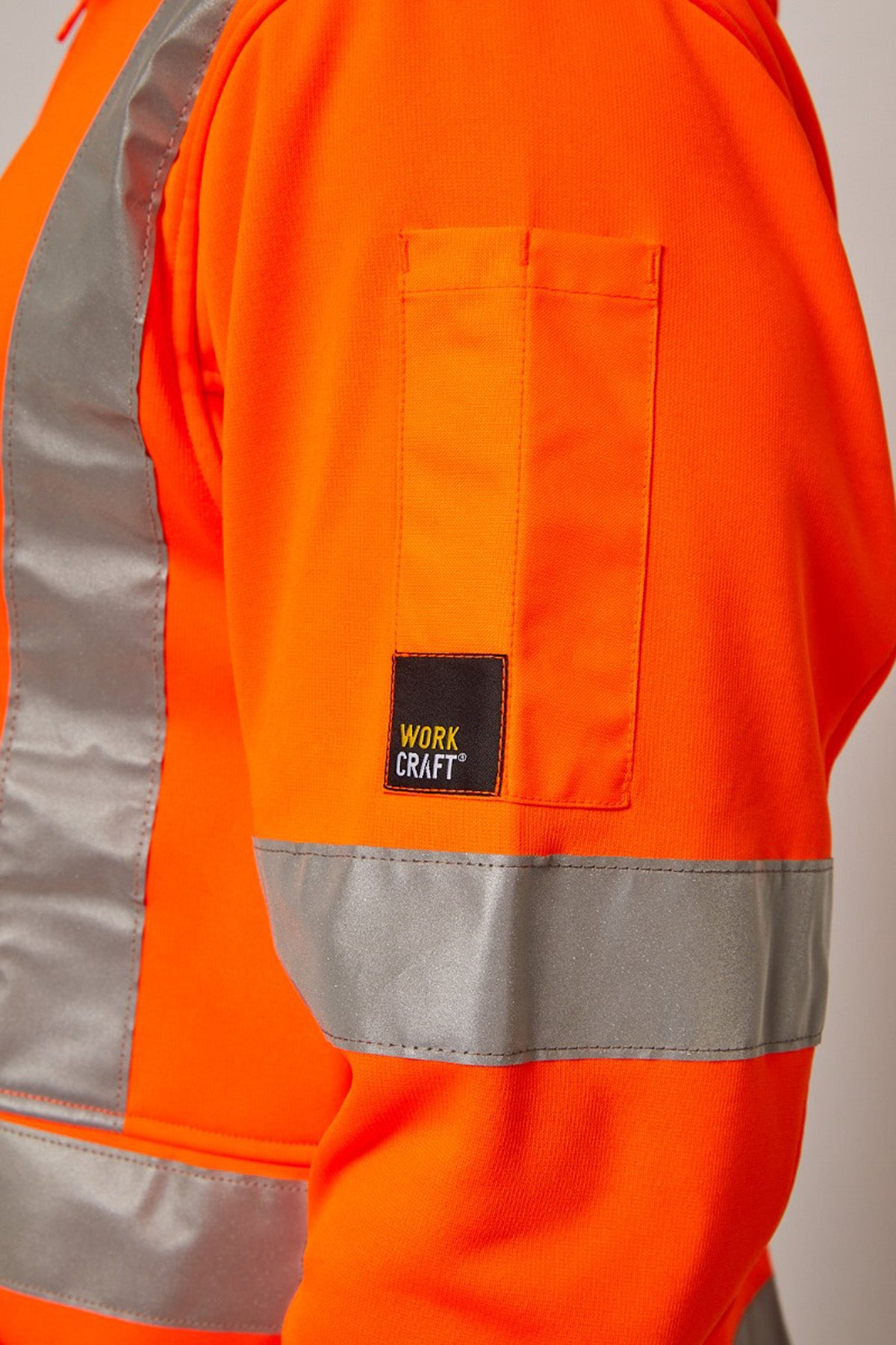 Workcraft WT8016 Hi Vis Zip Hoodie With Reflective X Pattern in Orange