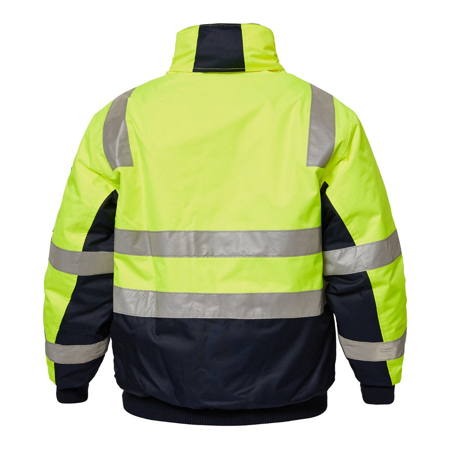 Workcraft WW9011 Hi Vis Modern Reflective Bomber Jacket in Yellow/Navy
