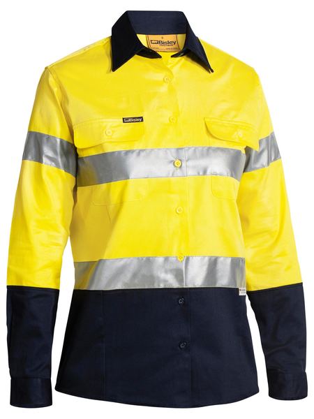 Womens Taped Hi Vis Drill Shirt Long Sleeve