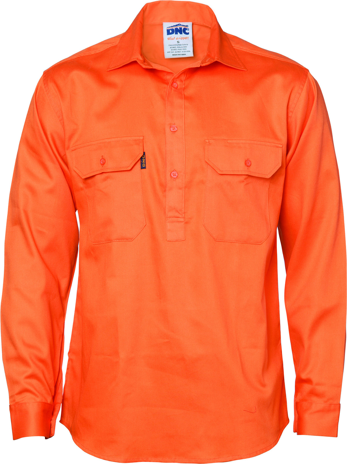 HiVis Close Front Cotton Drill Long & Gusset Sleeve