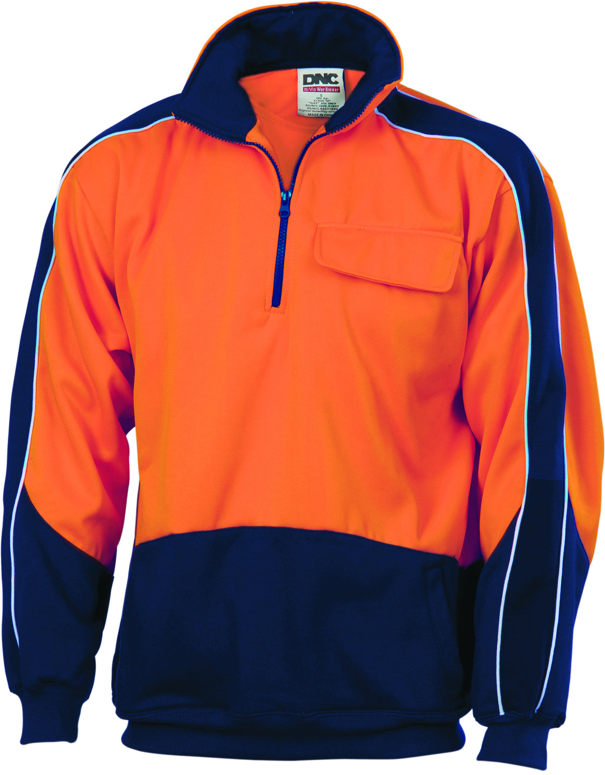 HiVis Two Tone 1/2 Zip Hi-Neck Panel Fleecy Windcheater