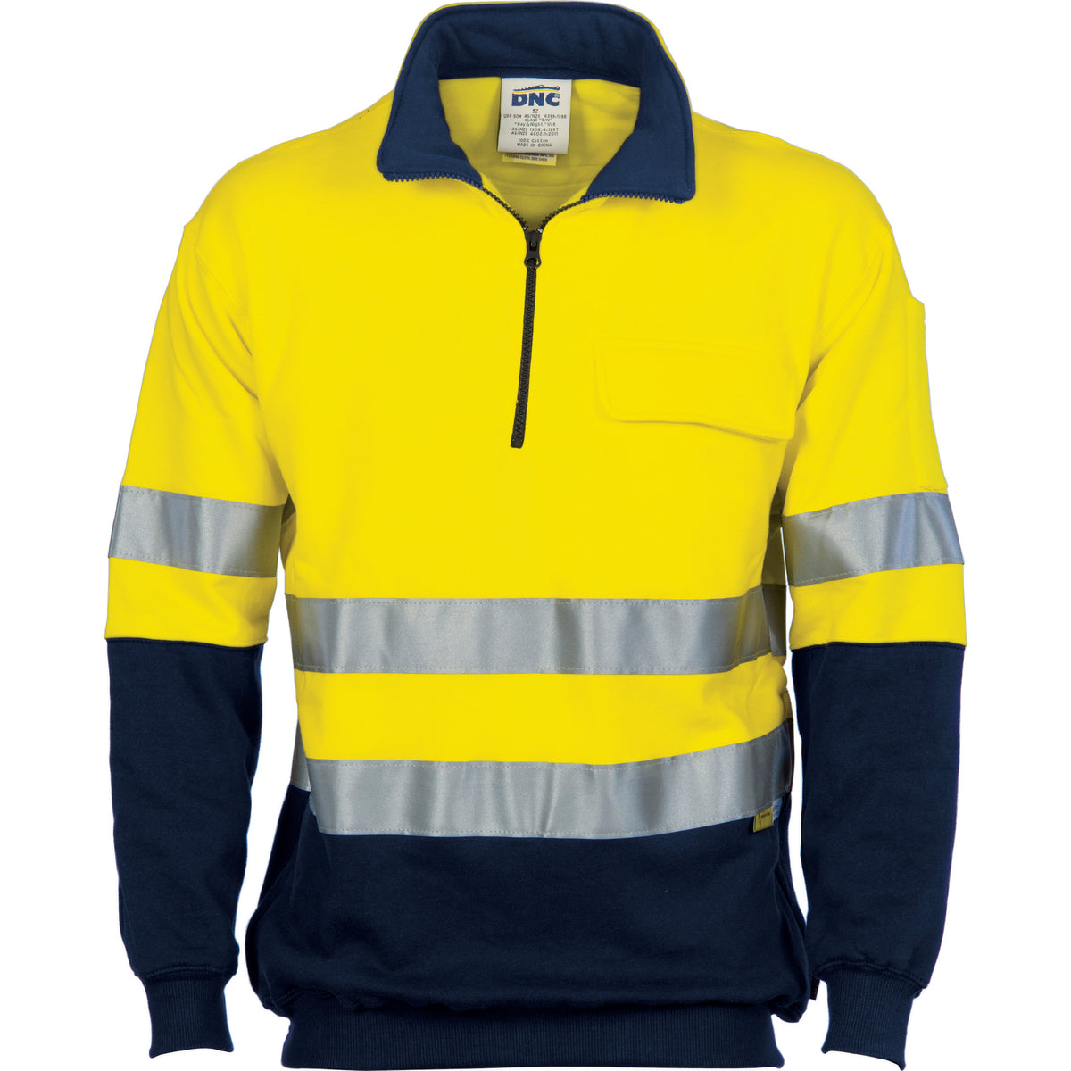 HiVis Two Tone 1/2 Zip Cotton Fleecy Long Sleeve Windcheater