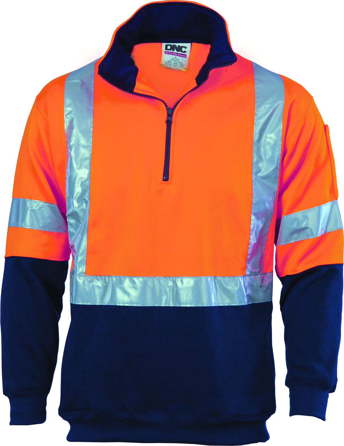 HiVis 1/2 Zip Fleecy With Reflective Tape Cross Back