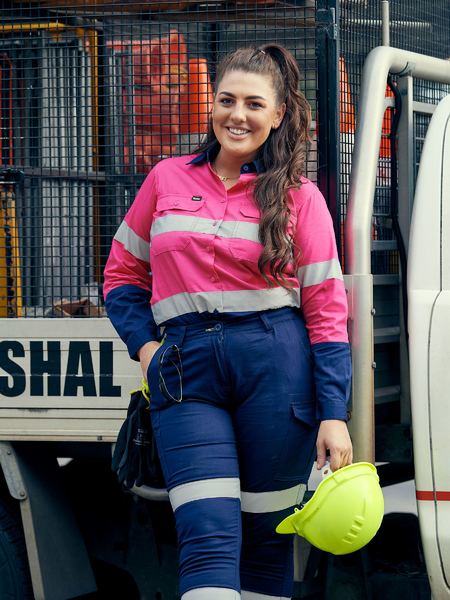 Womens Taped Hi Vis Cool Lightweight Drill Shirt