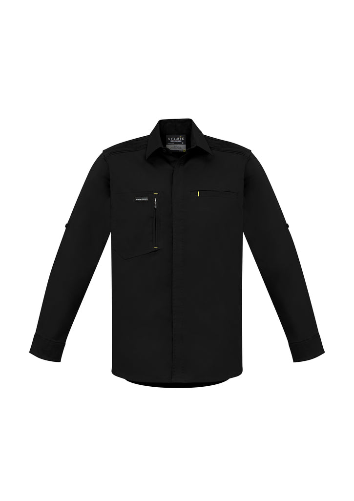 NEW Streetworx Mens L/S Stretch Shirt - Black