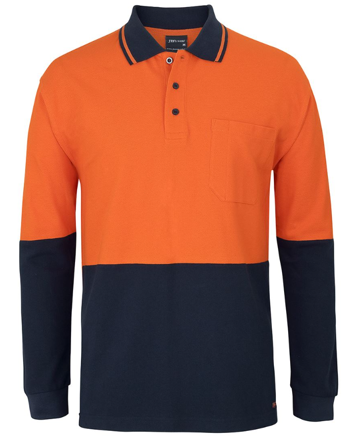 Hi Vis Long Sleeve Cotton Pique Trad Polo
