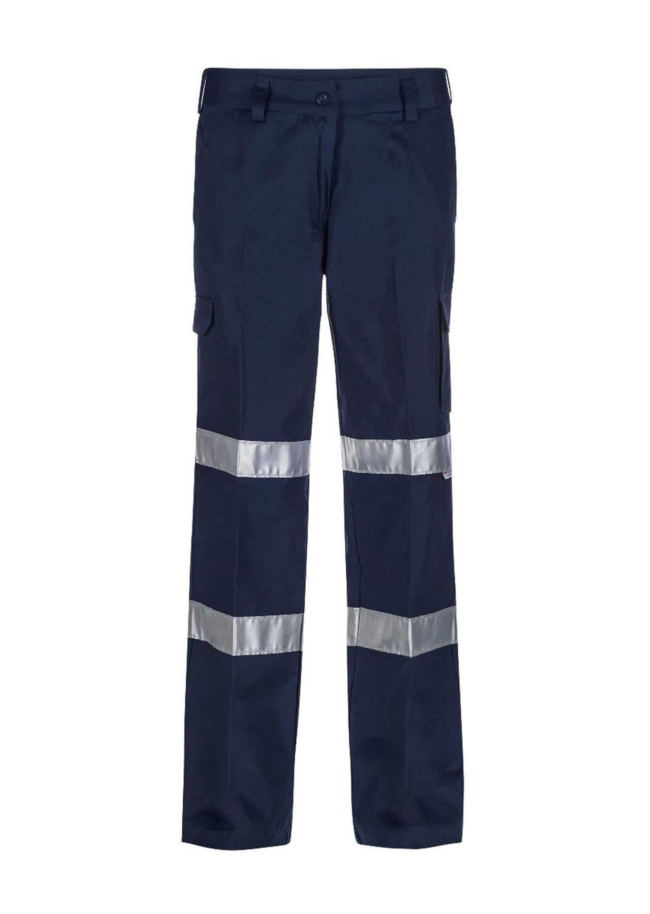 Workcraft WPL075 Ladies Reflective Mid Weight Cargo Cotton Drill Trouser in Navy