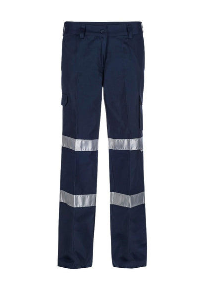 Workcraft WPL075 Ladies Reflective Mid Weight Cargo Cotton Drill Trouser in Navy