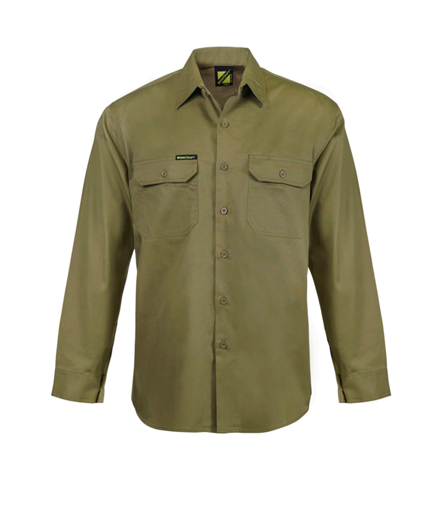 Workcraft WS4011 Lightweight Long Sleeve Vented Cotton Drill Shirt in Khaki