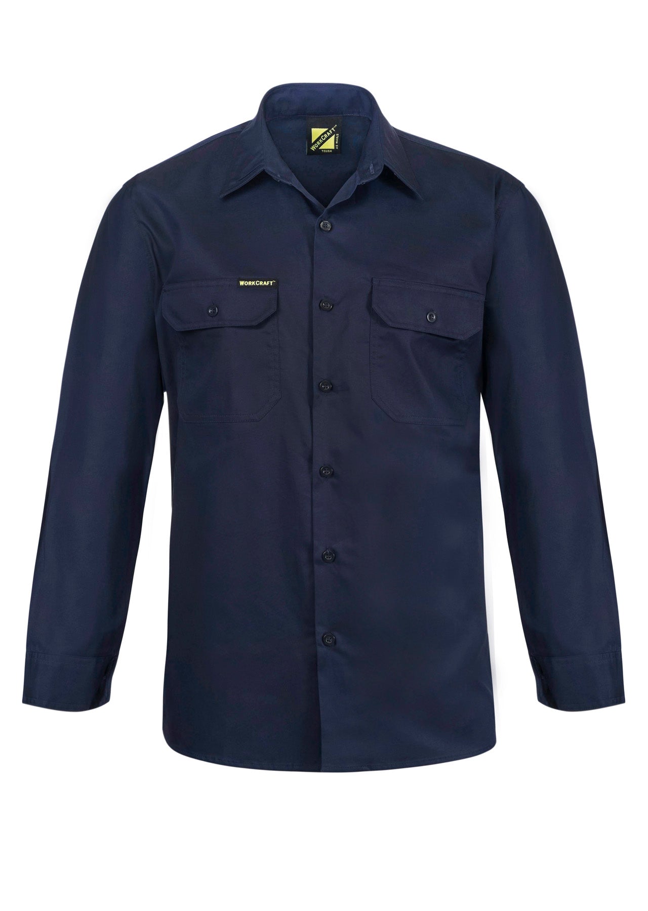 Workcraft WS4011 Lightweight Long Sleeve Vented Cotton Drill Shirt in Navy
