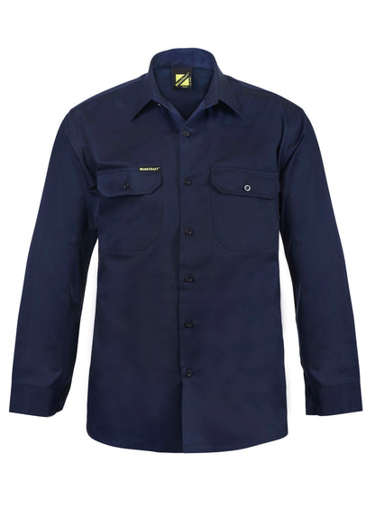 Workcraft WS3020 Mens Long Sleeve Cotton Drill Shirt in Navy