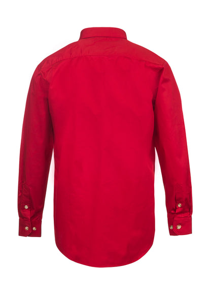 Workcraft WS3029 Mens Lightweight Long Sleeve Closed Front Cotton Drill Shirt in Crimson Red