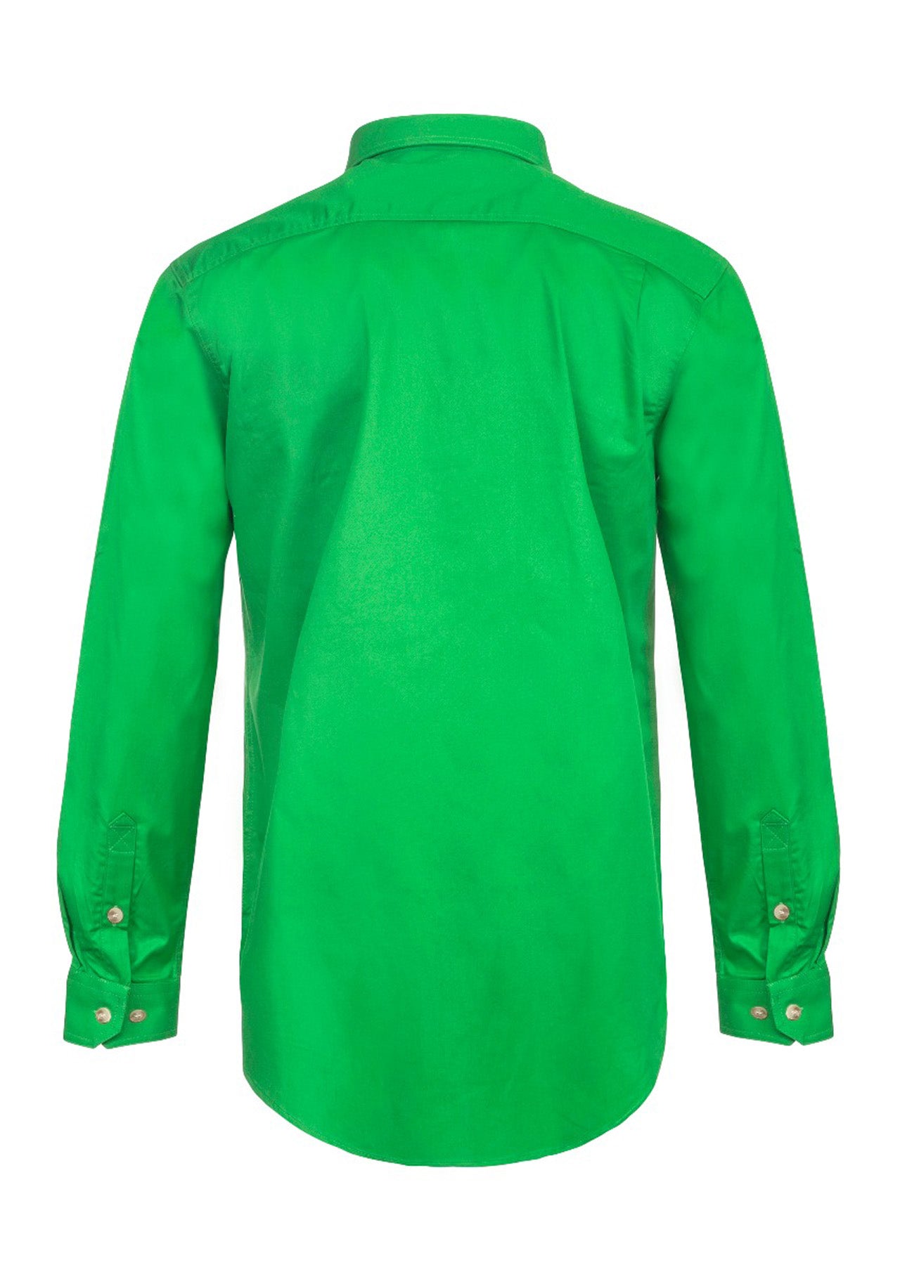 Workcraft WS3029 Mens Lightweight Long Sleeve Closed Front Cotton Drill Shirt in Electric Green