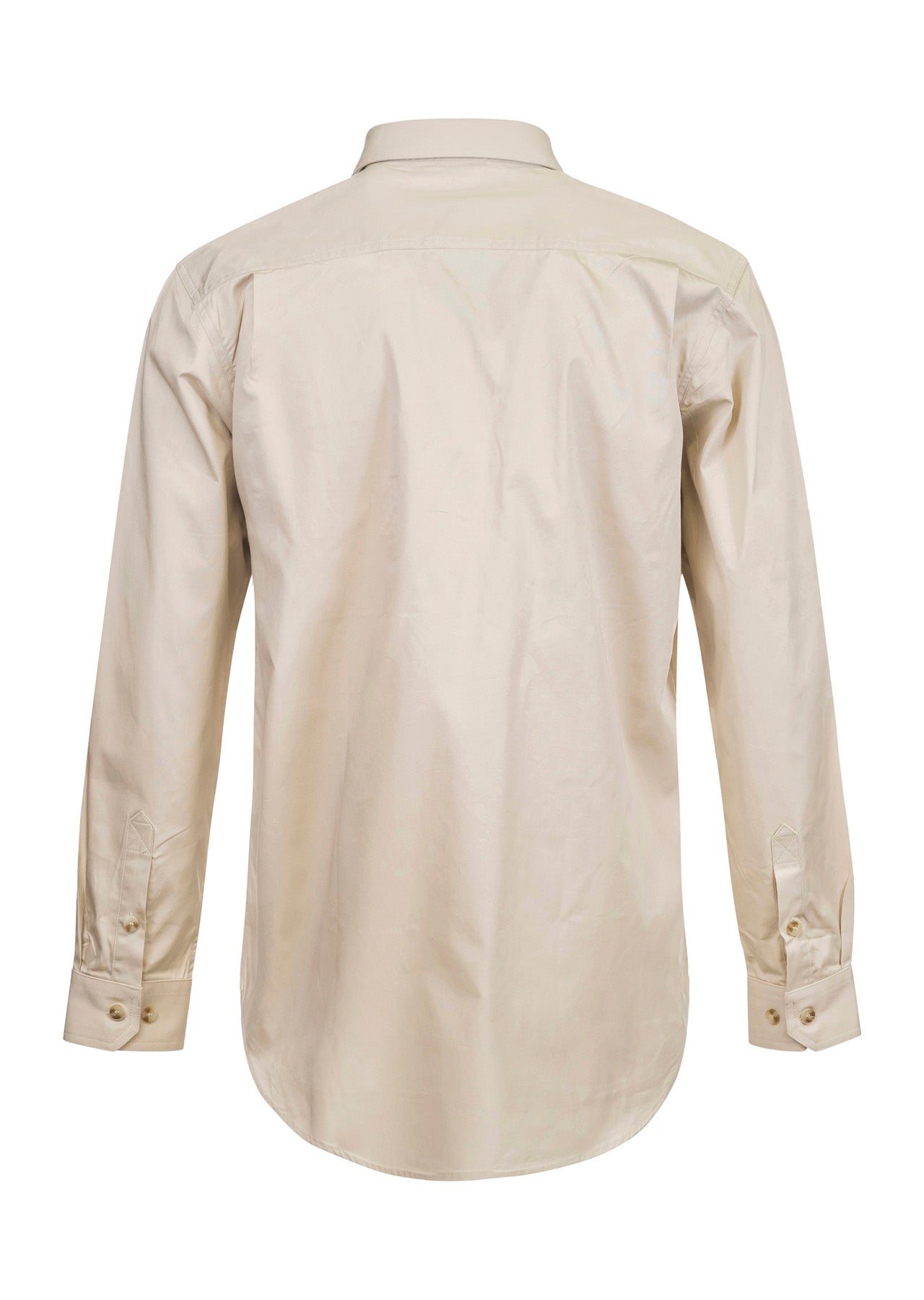 Workcraft WS3029 Mens Lightweight Long Sleeve Closed Front Cotton Drill Shirt in Cream