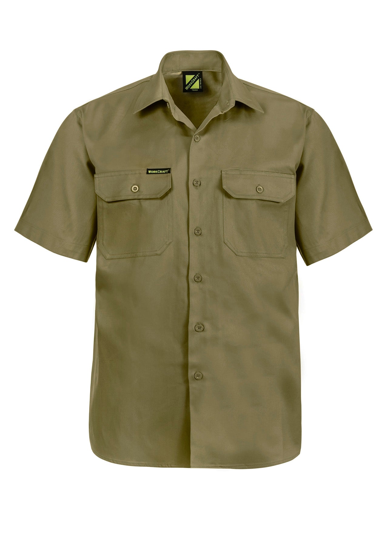 Workcraft WS3021 Mens Short Sleeve Cotton Drill Shirt in Khaki