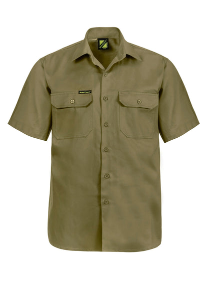 Workcraft WS3021 Mens Short Sleeve Cotton Drill Shirt in Khaki