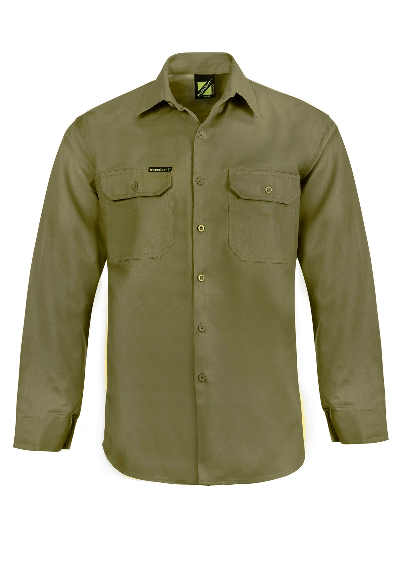 Workcraft WS3020 Mens Long Sleeve Cotton Drill Shirt in Khaki