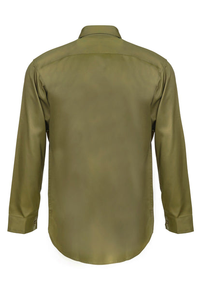 Workcraft WS3020 Mens Long Sleeve Cotton Drill Shirt in Khaki