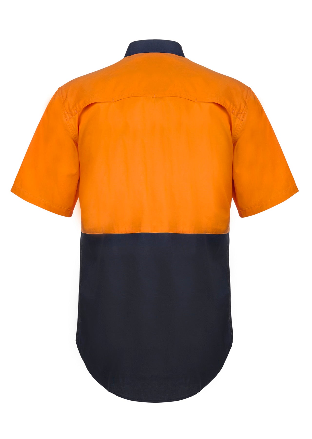 Workcraft WS4248 Lightweight Hi Vis Short Sleeve Vented Cotton Drill Shirt in Orange/Navy